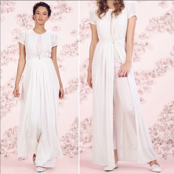 LC Lauren Conrad Tops - LAUREN CONRAD Runway Sheer Maxi Duster Blouse sz 4